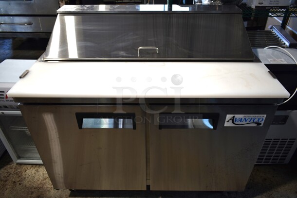 2022 Avantco 178APT48HC Stainless Steel Commercial Sandwich Salad Prep Table Bain Marie Mega Top on Commercial Casters. 115 Volts, 1 Phase. Tested and Working! - Image 1 of 11