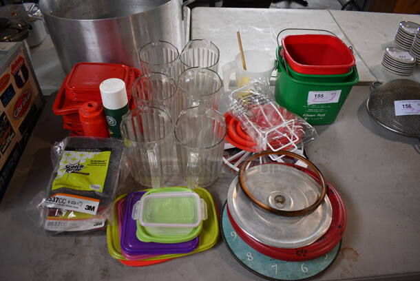 ALL ONE MONEY! Lot of Various Items Including Poly Buckets, Poly Pitchers and Lids