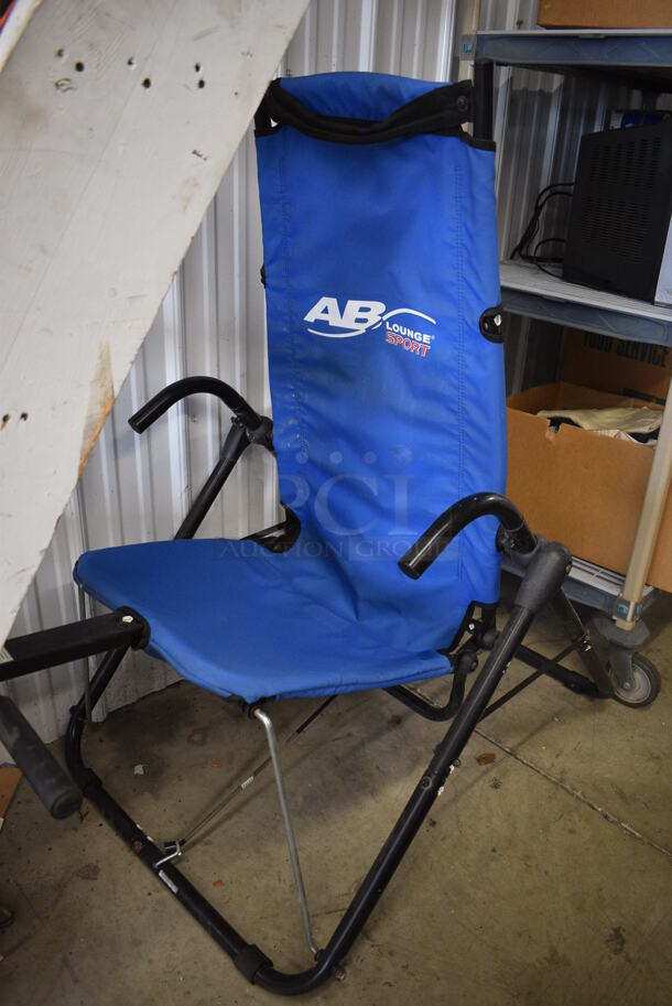 AB Lounge Sport Blue Ab Crunch Machine on Black Metal Frame. 29x47x30 - Image 1 of 4