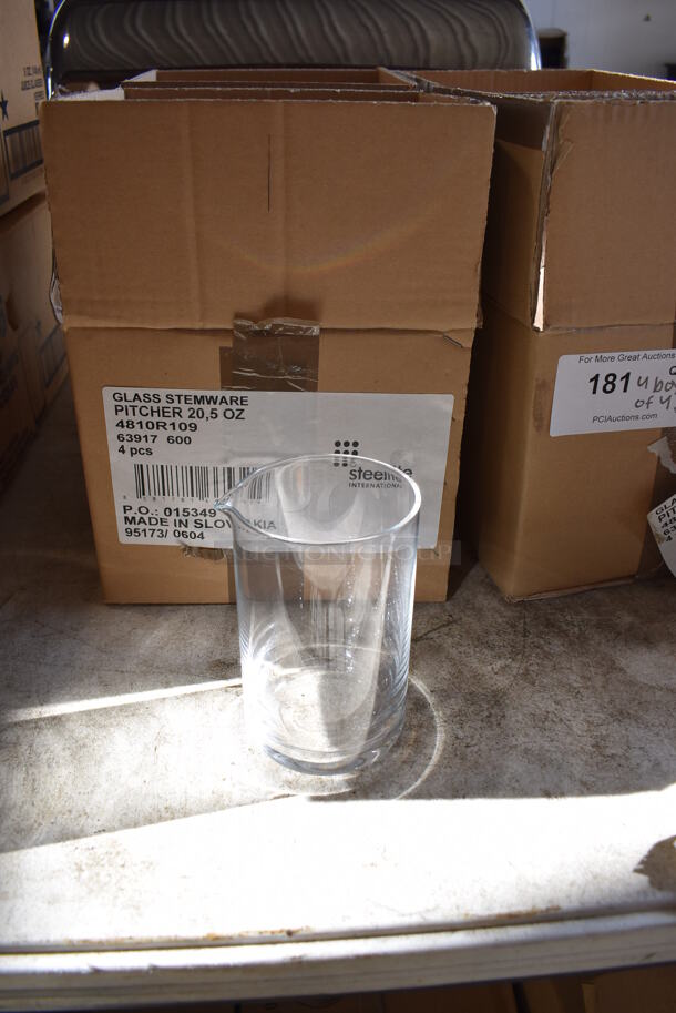 4 Boxes of 4 BRAND NEW IN BOX! Steelite Glass Pitchers. Missing 1. 3.5x3.5x6. 4 Times Your Bid! - Image 5 of 6