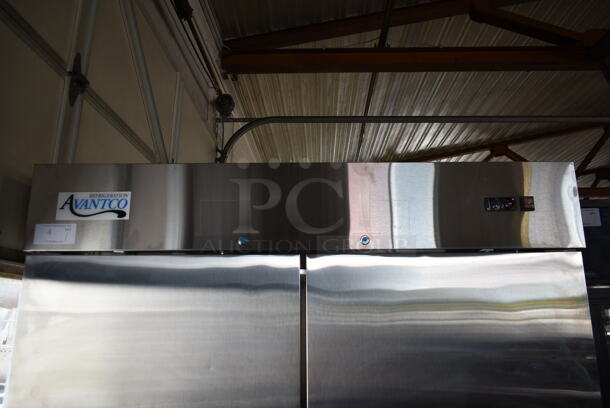 BRAND NEW SCRATCH AND DENT! 2022 Avantco 178A49RHC Stainless Steel Commercial 2 Door Reach In Cooler w/ Poly Coated Racks on Commercial Casters. 115 Volts, 1 Phase. Tested and Working! - Image 2 of 10