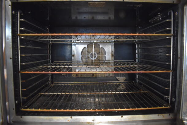 2 Vulcan Stainless Steel Commercial Electric Powered Full Size Convection Oven w/ View Through Doors, Metal Oven Racks and Thermostatic Controls. 230 Volts, 1 Phase. 40x32x70. 2 Times Your Bid! - Image 4 of 10