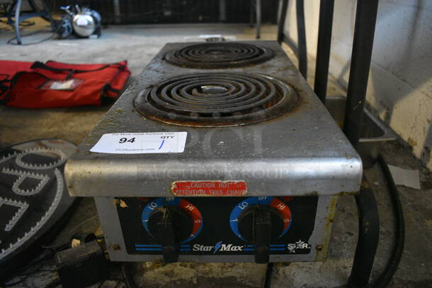 Star Max Stainless Steel Commercial Countertop Electric Powered 2 Burner Range. 208 Volts, 1 Phase. 12x26x12 - Image 1 of 6