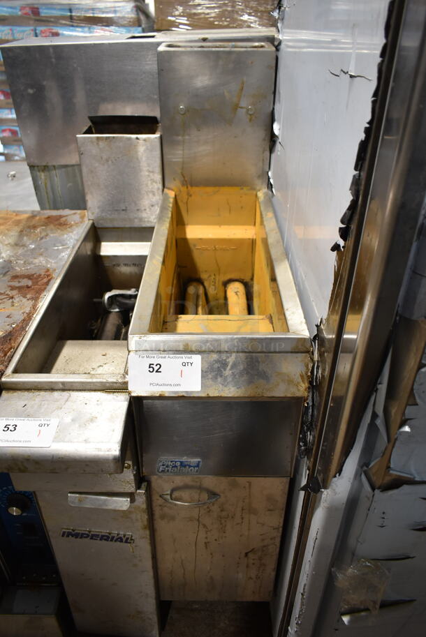 Pitco Frialator TS Stainless Steel Commercial Natural Gas Powered Slim Line Deep Fat Fryer. 55,000 BTU.  - Image 1 of 5