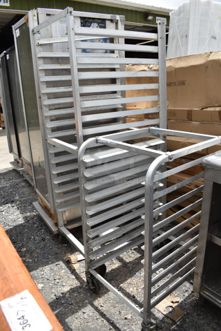 2 Metal Pan Transport Racks on Commercial Casters. 20.5x27x38, 21x26x64. 2 Times Your Bid!