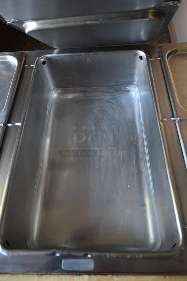 Stainless Steel Commercial 3 Well Steam Table w/ Butcher Block Cutting Board and Under Shelf on Commercial Casters. Tested and Does Not Power On. (front hallway) - Image 6 of 7