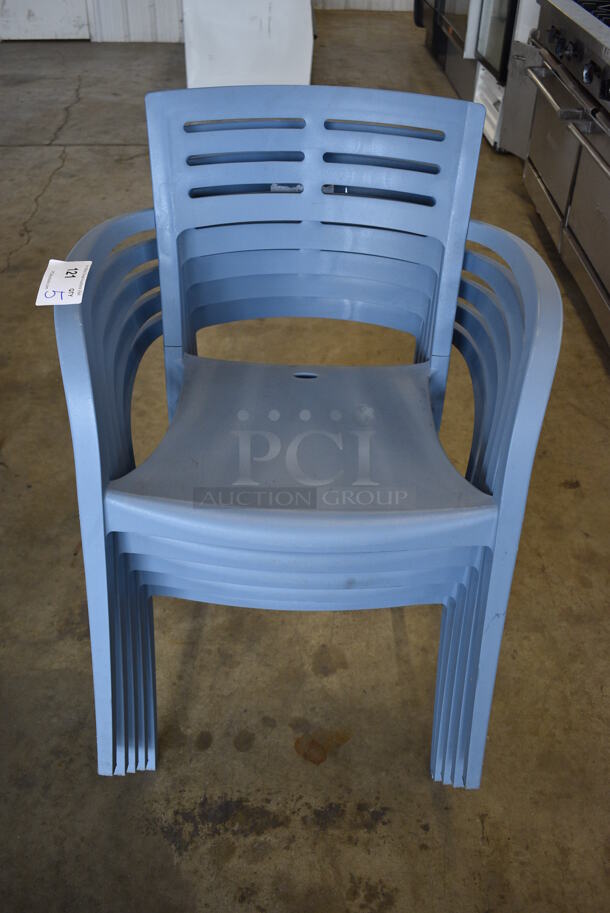 5 Blue Poly Chairs. 23.5x20x32. 5 Times Your Bid!