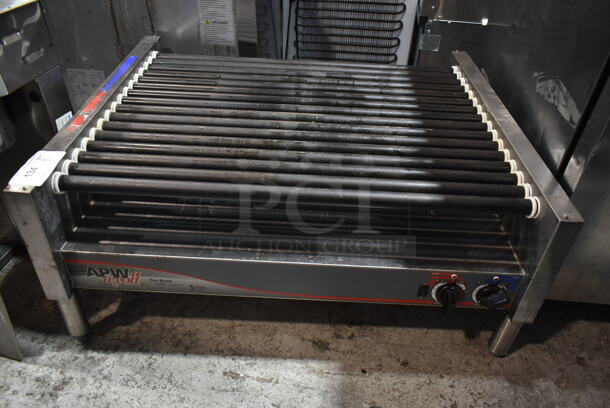 APW Wyott HRS-75 5T Stainless Steel Commercial Countertop Hot Dog Roller. 208/240 Volts, 1 Phase. 