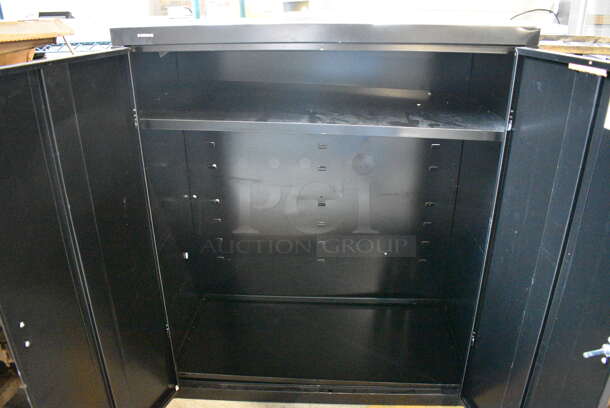 Black Metal 2 Door Cabinet. 36x18x42 - Image 4 of 4