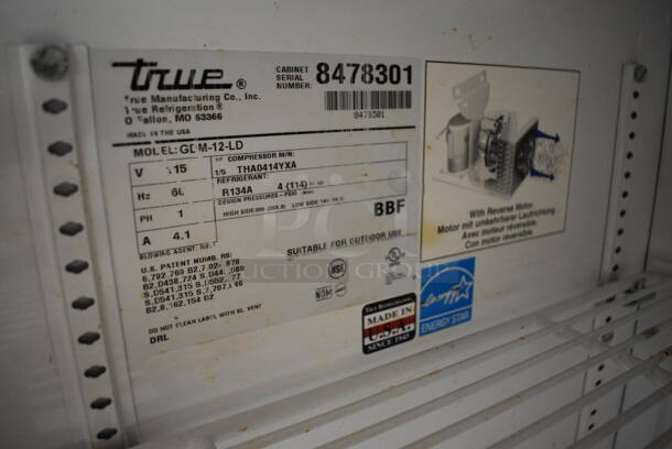 2015 True Model GDM-12-LD ENERGY STAR Metal Commercial Single Door Reach In Cooler Merchandiser w/ Poly Coated Racks. 115 Volts, 1 Phase. 25x24x62. Tested and Working! - Image 5 of 5