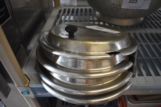 4 Stainless Steel Round Center Hinge Lids. 12x12x2. 4 Times Your Bid!