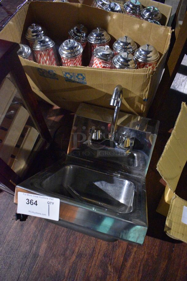 Stainless Steel Commercial Single Bay Wall Mount Sink w/ Faucet and Handles. 12x16x15. (lounge) - Image 2 of 5