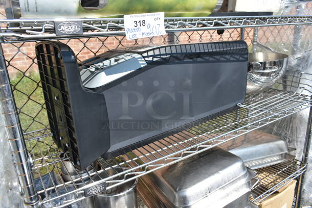 Chrome Finish 4 Tier Shelving Unit on Commercial Casters w/ Contents Including Stainless Steel Drop In Bins, Iced Tea Holder Dispenser. BUYER MUST DISMANTLE. PCI CANNOT DISMANTLE FOR SHIPPING. PLEASE CONSIDER FREIGHT CHARGES.  - Image 6 of 12