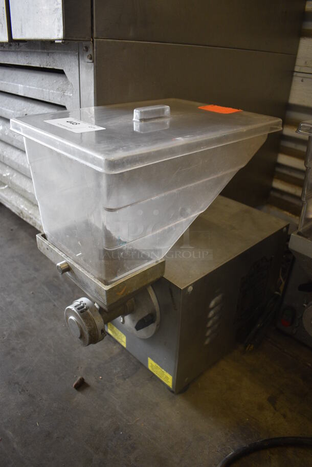 2010 Olde Tyme Model PN2 Stainless Steel Commercial Countertop Single Hopper Peanut Butter Mill Nut Grinder. 115 Volts, 1 Phase. 11x21x21. Tested and Working!
