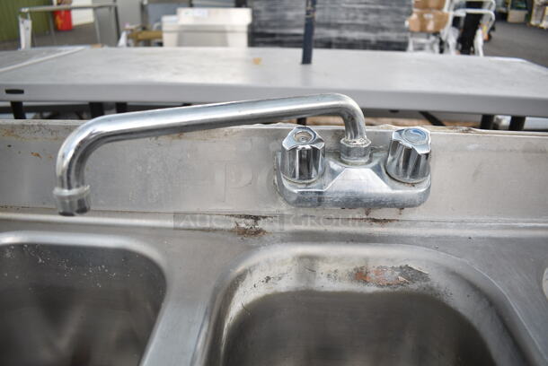 Eagle BSC-18 Stainless Steel Commercial 3 Bay Back Bar Sink w. Dual Drain Boards.  - Image 7 of 8