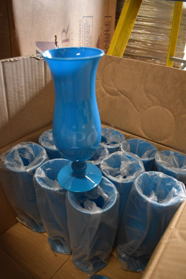 ALL ONE MONEY! Lot of 13 Blue Poly Hurricane Beverage Glasses! 3x3x8 - Image 2 of 3