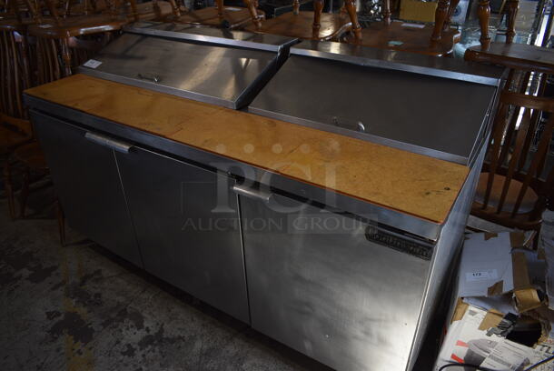 Continental SW72-16 Stainless Steel Commercial Sandwich Salad Prep Table Bain Marie Mega Top on Commercial Casters. 115 Volts, 1 Phase. 72x31x43. Tested and Working!
