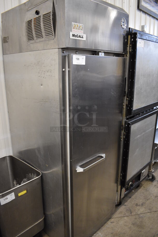 2011 McCall Model MCCR25-S Stainless Steel Commercial Single Door Reach In Cooler w/ Poly Coated Racks. Comes w/ Commercial Casters. 115 Volts, 1 Phase. 25x32x75. Tested and Working! - Image 2 of 6
