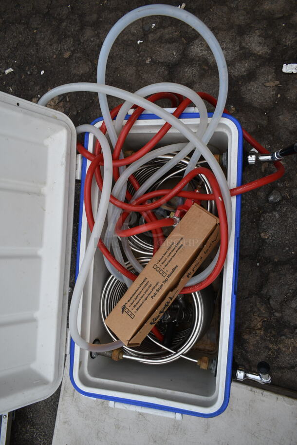 Blue and White Poly 2 Tap Jockey Box w/ Hoses. - Image 4 of 5