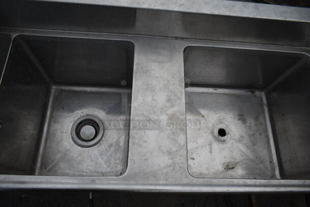 Stainless Steel Commercial 3 Bay Sink w/ Right Side Ice Bin, Faucet and Handles. Bays 15x14, 12x14 - Image 3 of 5