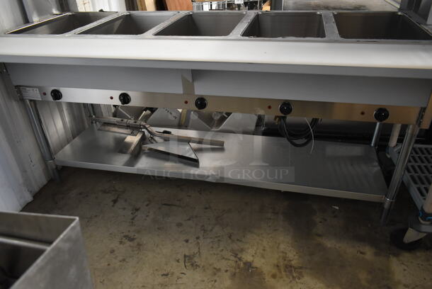BRAND NEW SCRATCH AND DENT! KoolMore KM-OWS-5SG Stainless Steel Commercial Electric Powered 5 Well Steam Table w/ Under Shelf. 240 Volts. Stock Picture Used as Gallery. - Image 7 of 12