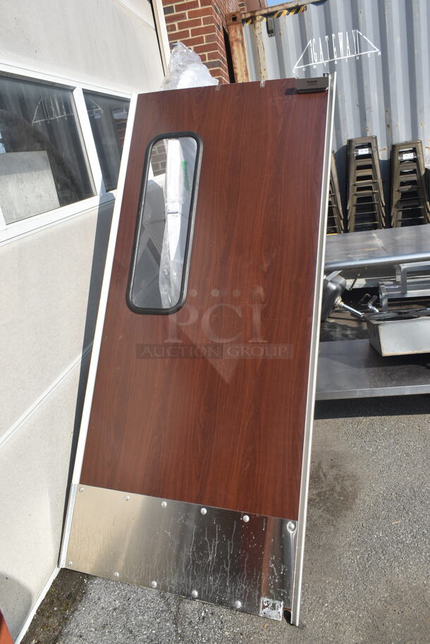 Eliason Wood Pattern and Metal Swinging Kitchen Door. - Image 6 of 6