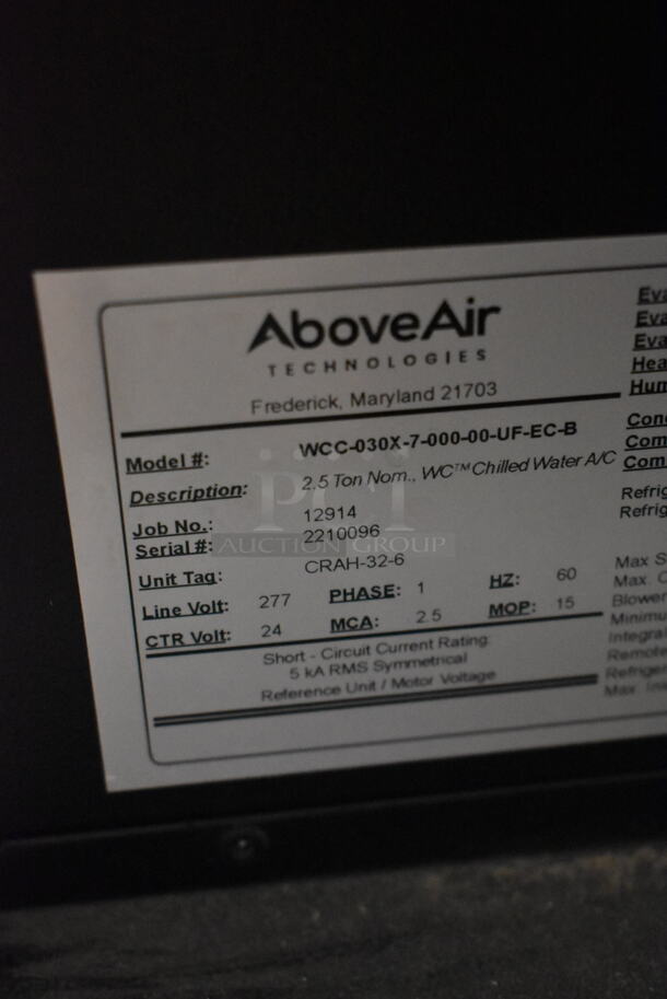 BRAND NEW SCRATCH AND DENT! Above Air WCC-030X-7-000-00-UF-EC-B Metal Commercial Wall Cassette Mounted Water Chiller.  Goes Great w/ Lots 161 and 229! 277 Volts, 1 Phase.  - Image 8 of 10