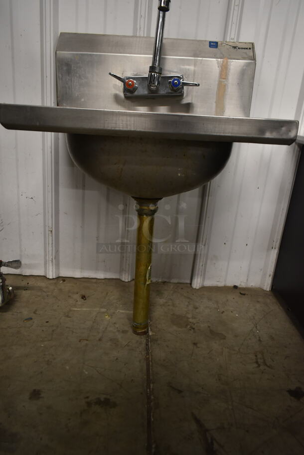 Stainless Steel Commercial Single Bay Wall Mount Sink w/ Faucet and Handles. - Image 3 of 3