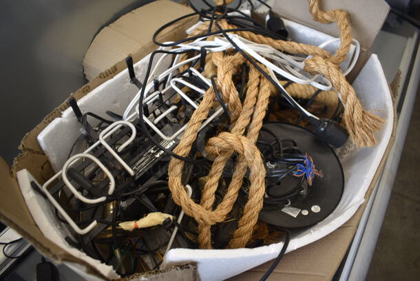 ALL ONE MONEY! Lot of Open Light Up Sign, Ropes, Electrical Cords, Lixada CY-DD-027-6 Wall Lamp AND MORE!  - Image 2 of 4