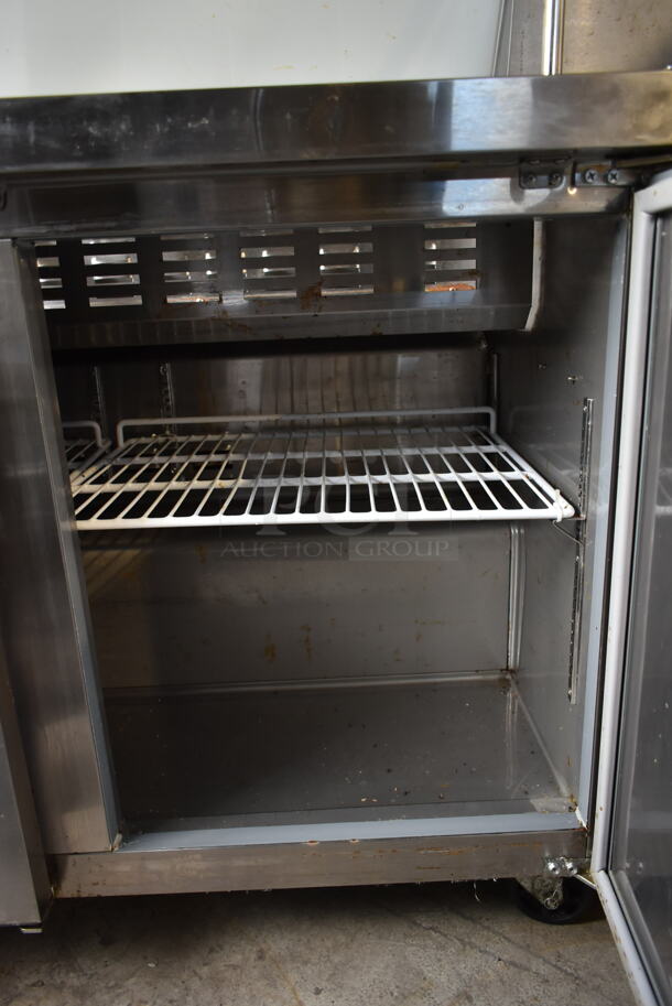 Avantco 178SSPT71HC Stainless Steel Commercial Sandwich Salad Prep Table Bain Marie Mega Top w/ Over Shelf on Commercial Casters. 115 Volts, 1 Phase. Tested and Powers On But Does Not Get Cold - Image 9 of 9