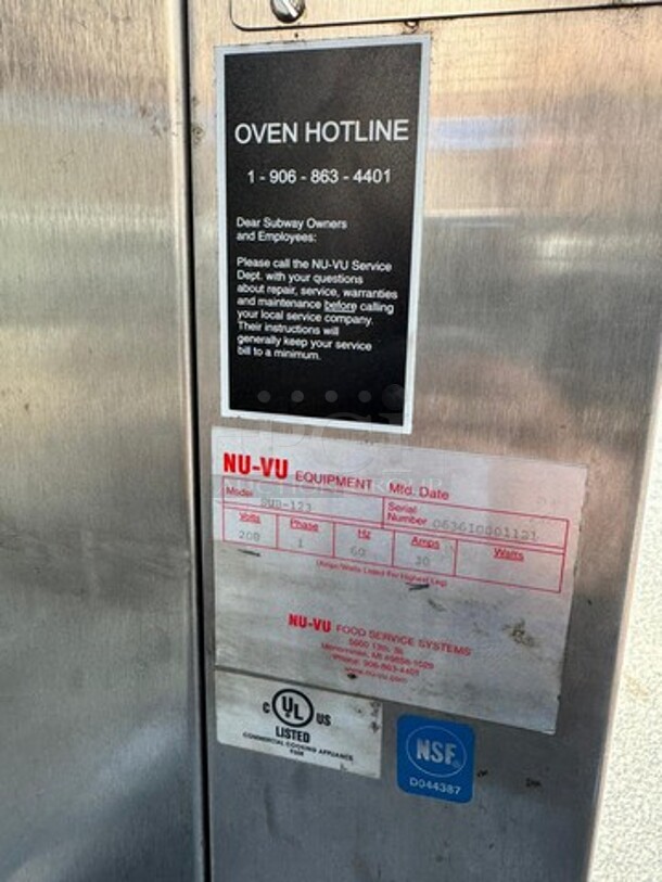 Nu-vu SUB-123 Electric Combination Oven And Proofer 208V, 36X25X77 Very nice condition, On Casters! - Image 7 of 8