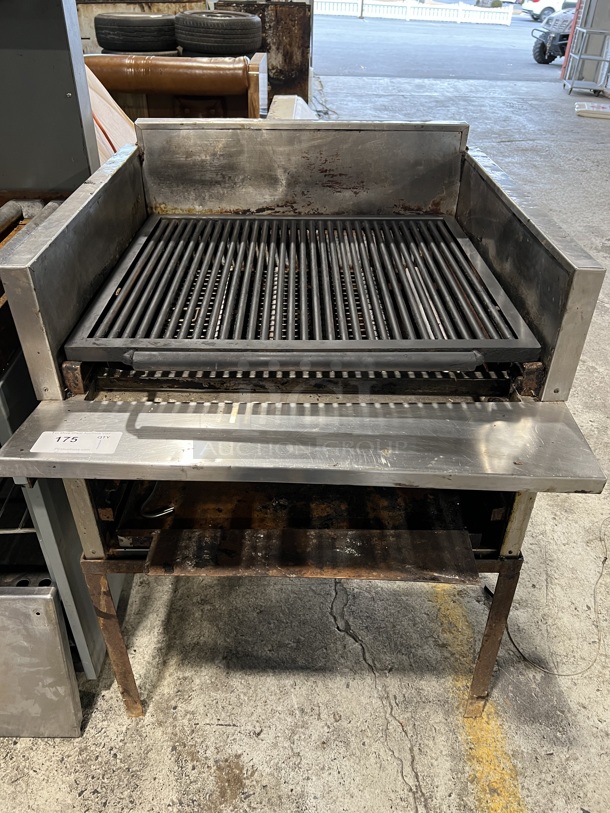 MagiKitch'n Stainless Steel Commercial Natural Gas Powered Charbroiler Grill w/ Under Shelf. 30x34x43.5