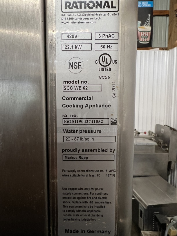 2 2019 Rational Stainless Steel Commercial Combitherm Self Cooking Center Convection Ovens on Commercial Casters. Top Model: SCC WE 62. Bottom Model: SCC WE 102. 480 Volts, 3 Phase. 42x40x72. 2 Times Your Bid! - Image 5 of 8