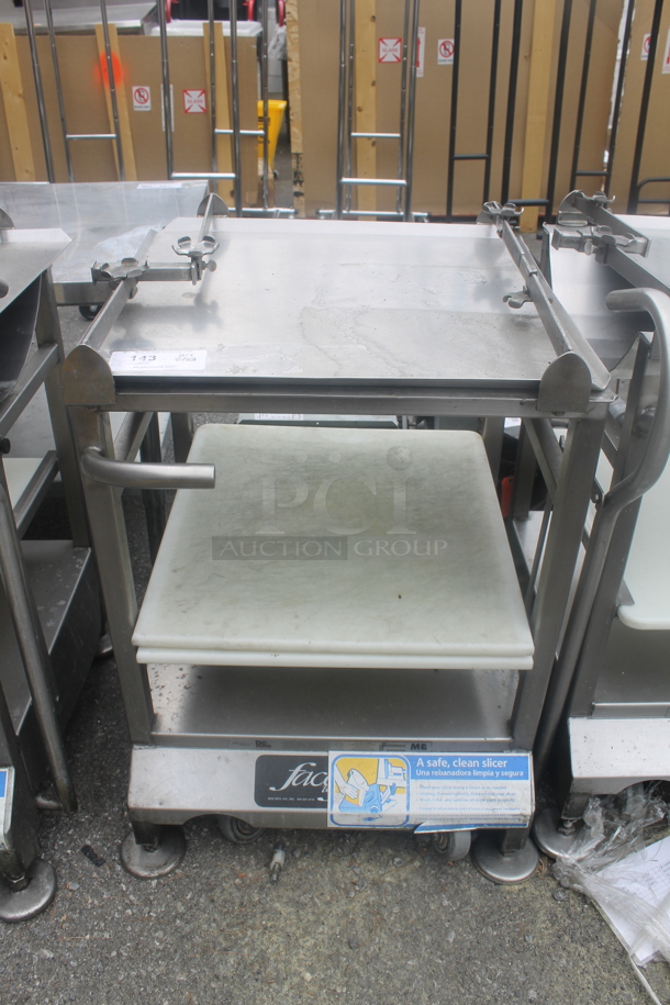 Face to Face Stainless Steel Commercial Floor Style Meat Slicer Station on Commercial Casters. - Image 1 of 5