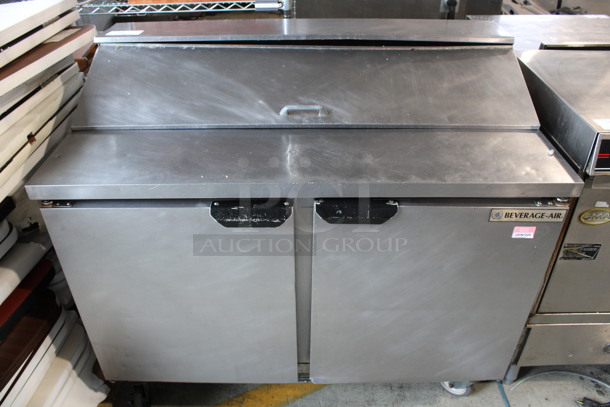 Beverage Air Model SPE48-12 Stainless Steel Commercial Sandwich Salad Bain Marie Mega Top on Commercial Casters. 115 Volts, 1 Phase. 48x30x42.5. Tested and Working! - Image 1 of 7