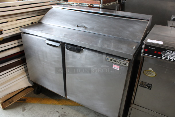 Beverage Air Model SPE48-12 Stainless Steel Commercial Sandwich Salad Bain Marie Mega Top on Commercial Casters. 115 Volts, 1 Phase. 48x30x42.5. Tested and Working! - Image 2 of 7