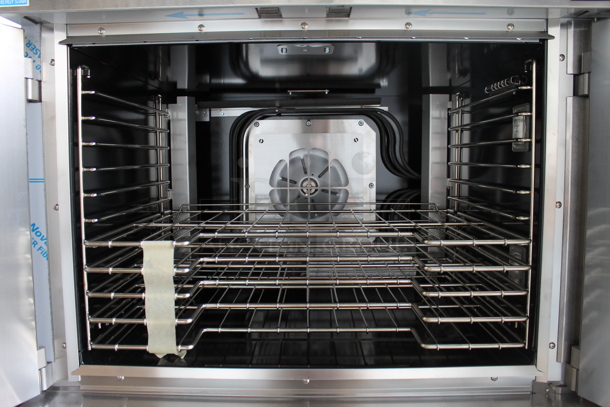 2 BRAND NEW SCRATCH AND DENT! Vulcan VC5ED ENERGY STAR Stainless Steel Commercial Electric Powered Full Size Convection Oven w/ View Through Doors, Metal Oven Racks and Thermostatic Controls on Commercial Casters. 240 Volts, 3/1 Phase. 2 Times Your Bid! - Image 6 of 9