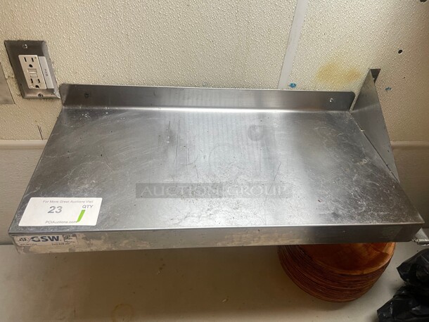 Clean! GSW WS-W1224 Solid Wall Shelf, Stainless Steel, 12 inch x 24 inch NSF  - Image 3 of 7