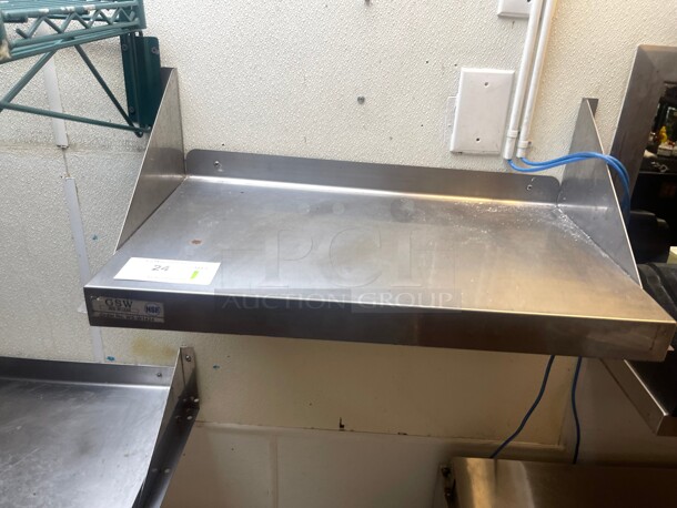 Clean! GSW WS-W1424 Solid Wall Shelf, Stainless Steel, 12 inch x 24 inch NSF  - Image 2 of 4