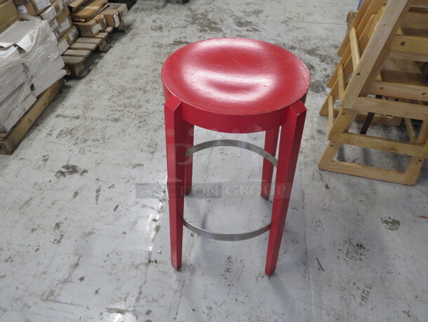 One AWESOME Red Wooden/Metal Barstool. 2XBID - Image 2 of 2
