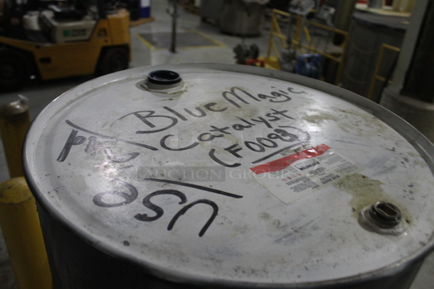 ALL ONE MONEY! Lot of 5 Metal Barrels; WD Zinc, Blue Magic Catalyst, MC Catalyst. BUYER MUST REMOVE. - Image 10 of 12