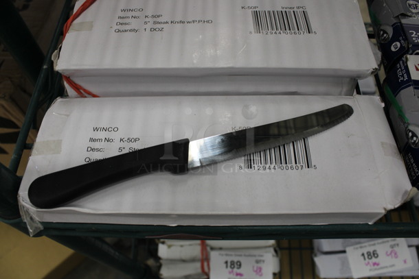 48 BRAND NEW IN BOX! Winco K-50P Metal Steak Knives. 8.5