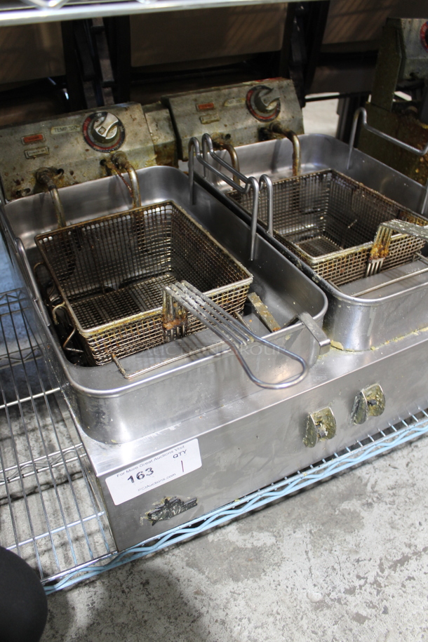 Star 530TF Stainless Steel Commercial Countertop Electric Powered Double Bay Fryer w/ 2 Metal Fry Baskets. 220/240 Volts.  - Image 2 of 7