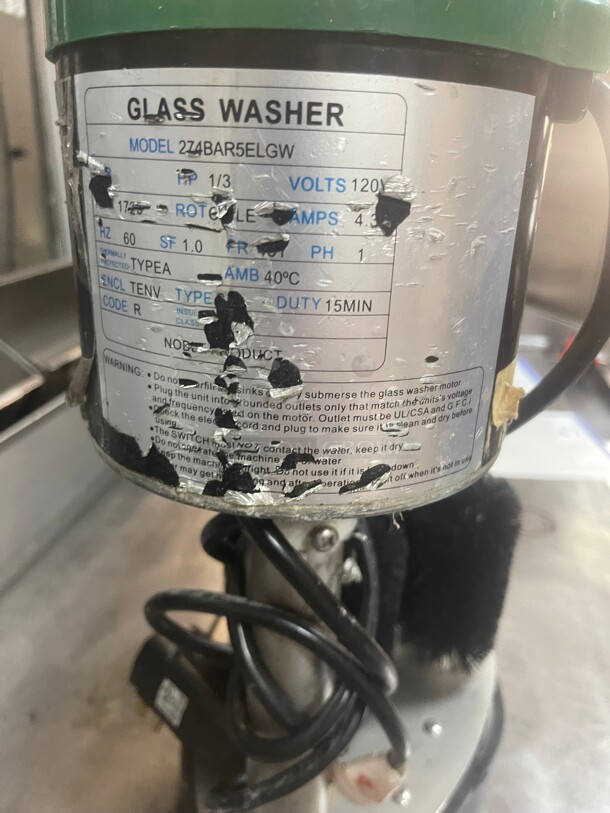 Nice! NOBLE  COMMERCIAL SUBMERSIBLE MOTORIZED GLASS WASHING BRUSHES Great For Bar NSF 115 Volt Tested and Wokring! - Image 5 of 8