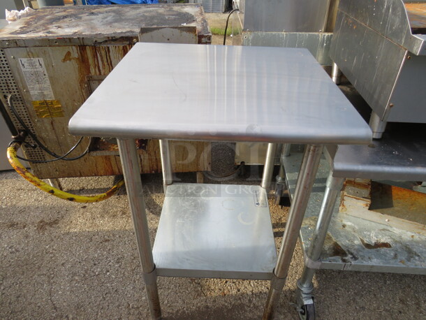 One Stainless Steel Table With SS Under Shelf. 24X24X37