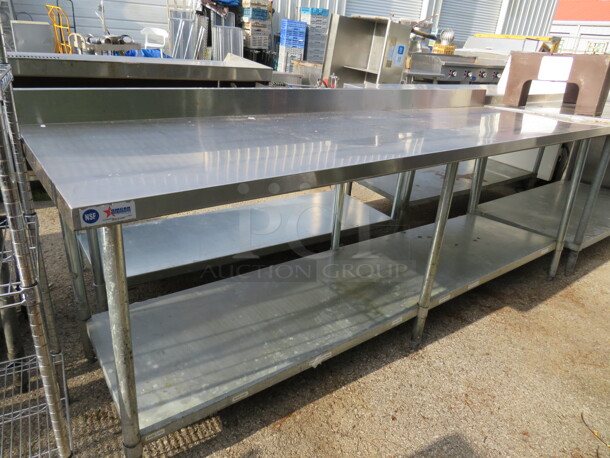 One Stainless Steel Table With Under Shelf And Back Splash. 96X30X38 - Image 2 of 2