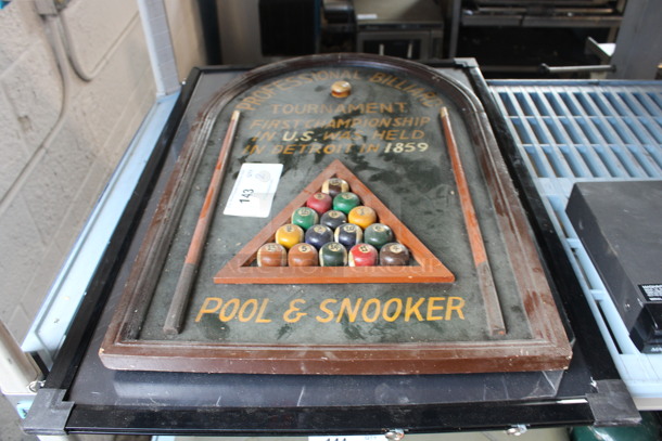 2 Items Including Pool and Snooker Sign and Black Sign. 16x1x24, 20x0.5x28. 2 Times Your Bid!