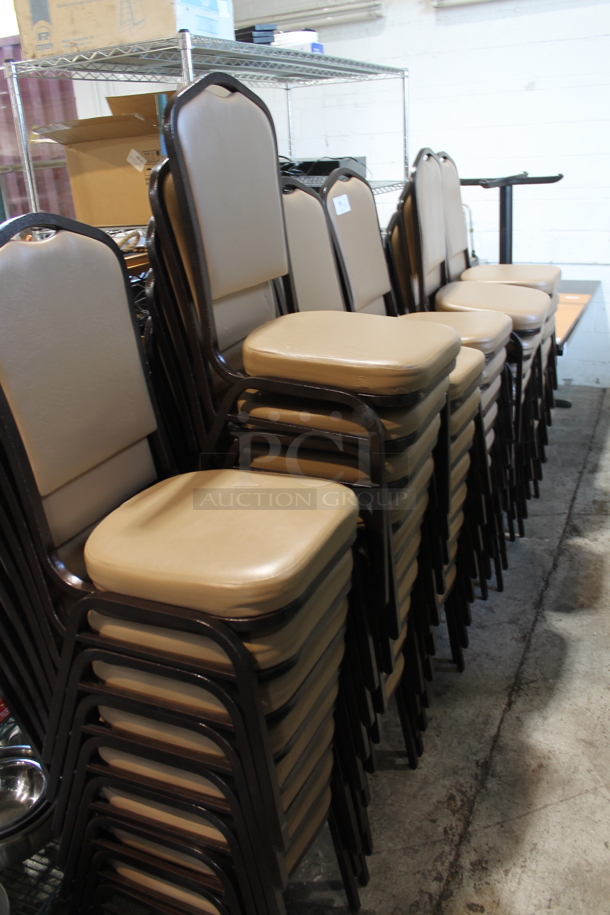 50 Metal Stackable Banquet Chairs w/ Tan Cushion and Back Rest. 50 Times Your Bid! - Image 2 of 3