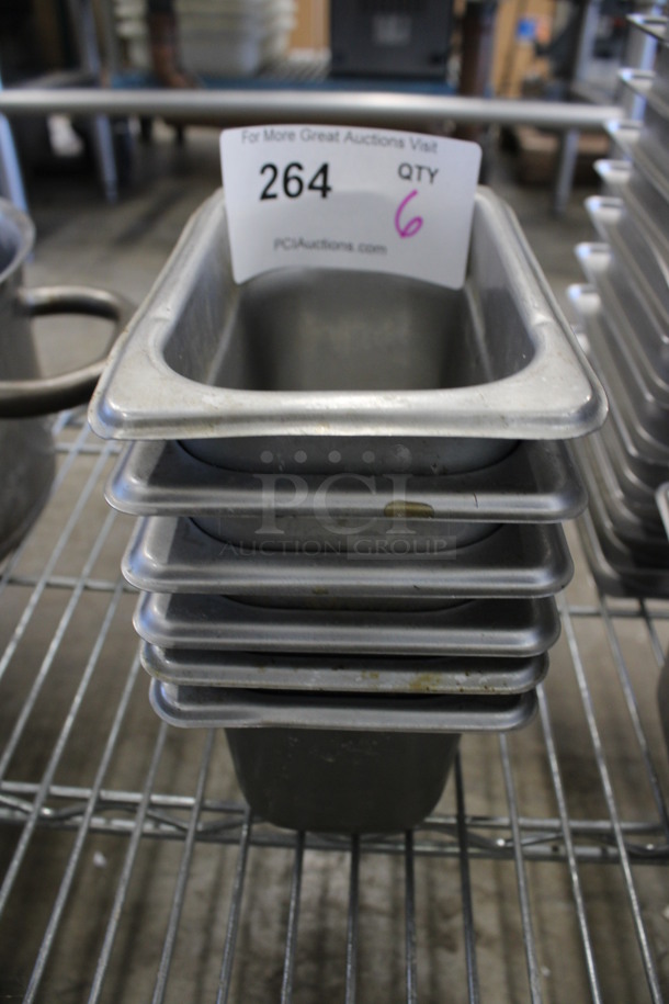 6 Stainless Steel 1/9 Size Drop In Bins. 1/9x4. 6 Times Your Bid!