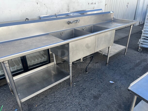 Clean! Commercial Two Compartment Stainless Steel Sink with Drain boards NSF  - Image 5 of 10